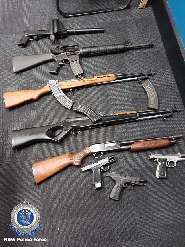 Nine weapons, including three assault rifles, were seized during the joint Strike Force Raptor and Operation Talon investigation. Picture: NSW Police