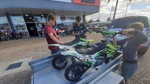 These two new motorbikes were stolen from young brothers Heimar and Ruan Olivier while their family was on holidays at Yeppoon.