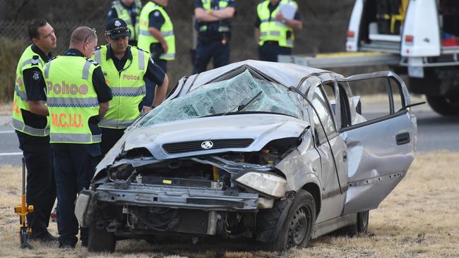 Police at an Epping fatal that left one teenage girl dead. Picture: Tony Gough