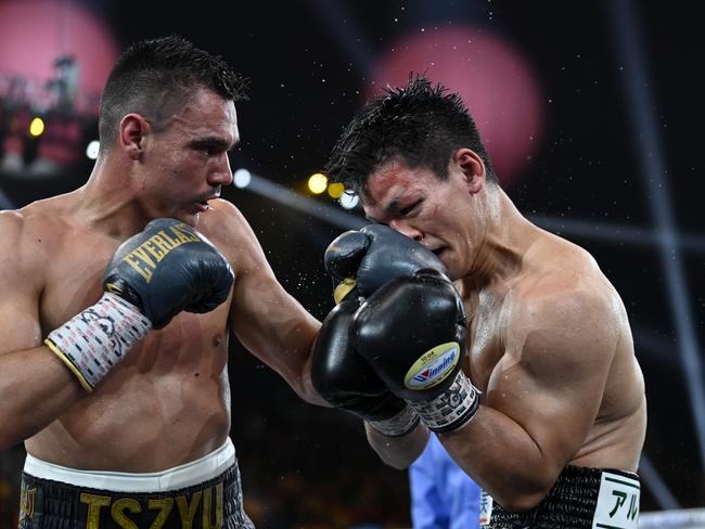 Tim Tszyu vs Takeshi Inoue WBO Global and Asia Pacific Super Welterweight title fight at Qudos Bank Arena, Sydney. Picture: No Limit Boxing / Brett Costello