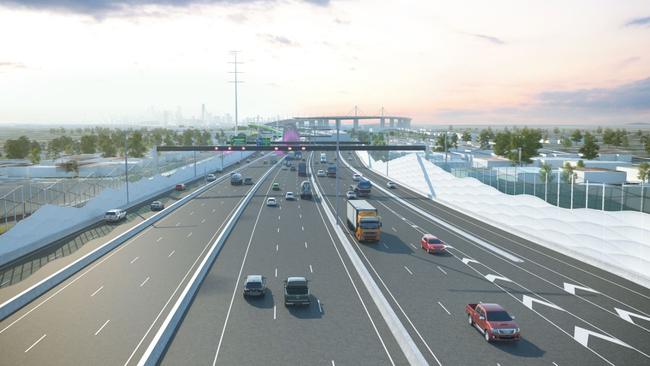 An artist impression of noise walls for the West Gate Tunnel project.