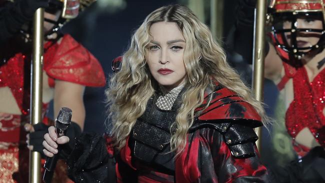 U.S. singer Madonna performs during the Rebel Heart World Tour in Macau, China, Saturday, Feb. 20, 2016. (AP Photo/Kin Cheung)