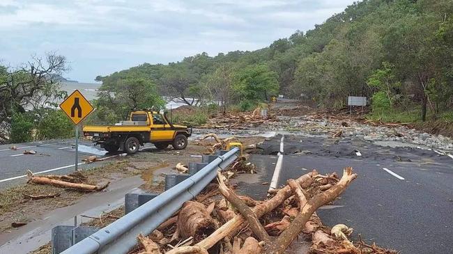 The Captain Cook Highway between Cairns and Port Douglas was severely damaged in several places by floods in mid-December. Picture: Supplied