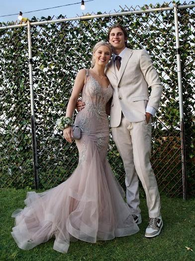 Amali Brett and Jaxon Tulk arriving at the Proserpine State High School Year 12 Formal held at the Whitsunday Marine Club on Wednesday, November 16, 2022.