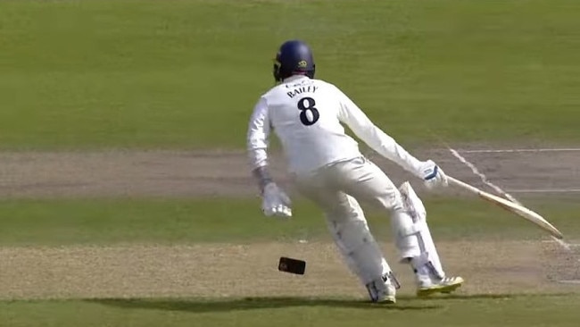 Bailey’s phone fell out of his pocket while he was running between the wicket. Photo: The Sun.
