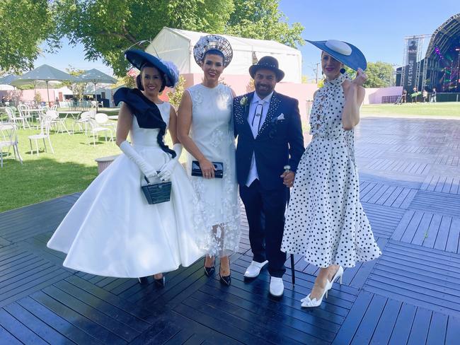 Guests in striking racewear at Penfolds Derby Day at the Flemington Racecourse on Saturday, November 02, 2024: