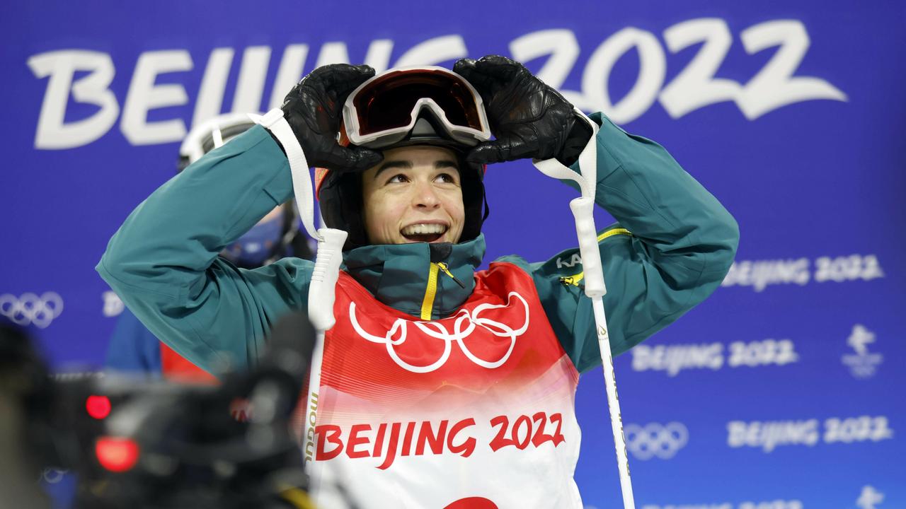 BEIJING, CHINA - FEBRUARY 6 : Jakara Anthony of team Australia wins the gold medal during the Olympic Games 2022, Men's Ski Freestyle Moguls on February 6, 2022 in Zhangjiakou China. (Photo by Christophe Pallot/Agence Zoom/Getty Images)