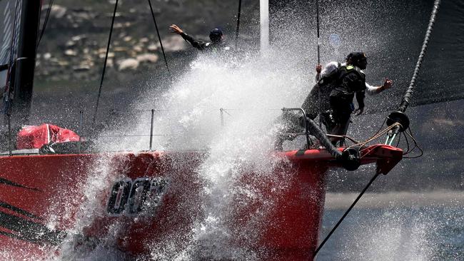 Master Lock Comanche competing in the 2024 SOLAS Big Boat Challenge. Picture: Saeed Khan/AFP.