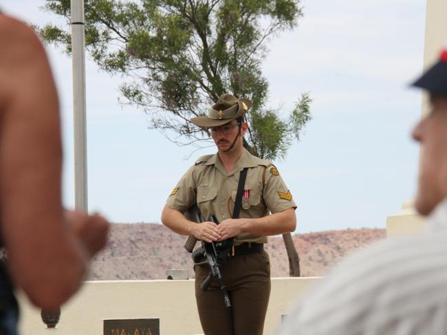 Australia's Norforce Centre Squadron pays respects, Remembrance Day, Anzac Hill, Alice Springs, November 2024. Picture: Gera Kazakov