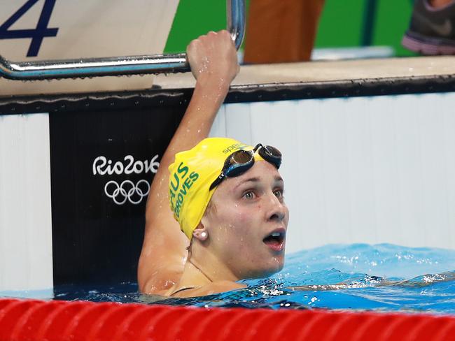 Australia's Madeline Groves wins the silver medal in the Women's 200m Butterfly Final on day five of the swimming at the Rio 2016 Olympic Games. Picture. Phil Hillyard