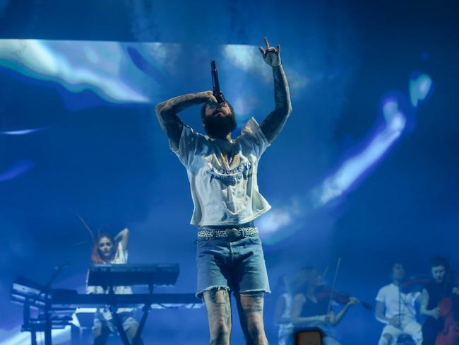 Post Malone performs at the RNA Showgrounds. Photo - Stephen Archer