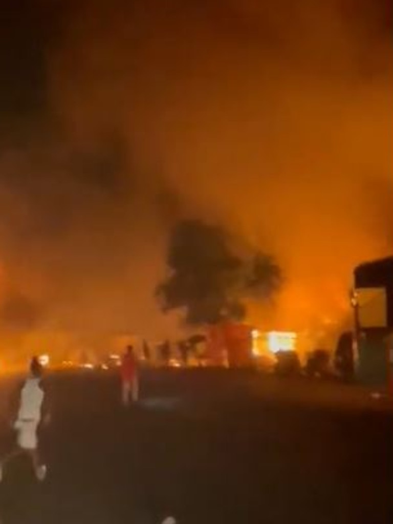 The inferno burned people to death in cars and streets nearby. Picture: Twitter/Mohamed Saidu Bah