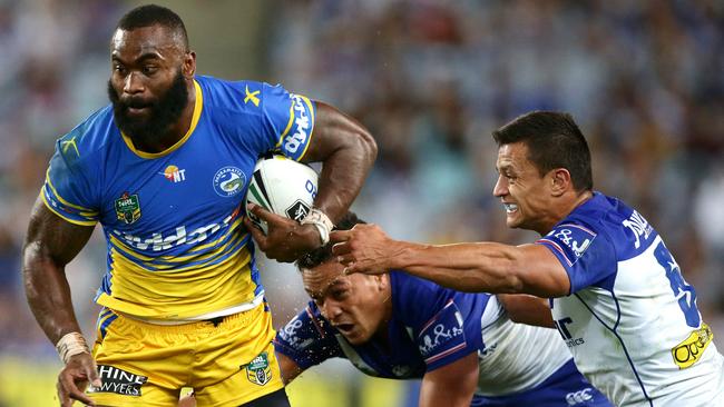 Semi Radradra makes a break for the Eels. Picture: Gregg Porteous