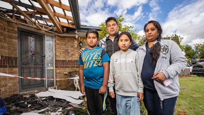 Avinesh and wife Vandani, with kids Varunesh, 11, and Komal, 8, lost everything after a freak house fire. Picture: Jason Edwards