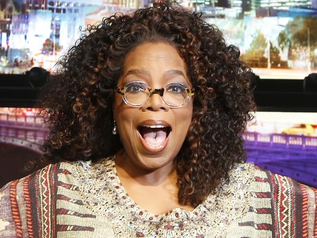 Oprah Winfrey in Melbourne doing rehearsals and lighting check for her Evening With Oprah show at Rod Laver arena on Wednesday night. Picture: David Caird.