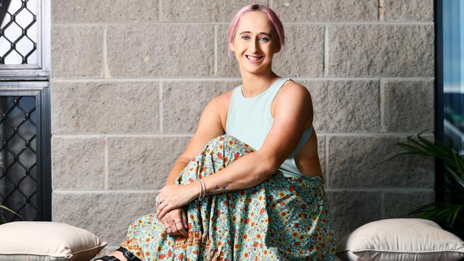 Madison Brown, 23, has completed a year of treatment for a rare form of ovarian cancer. Picture: Alix Sweeney