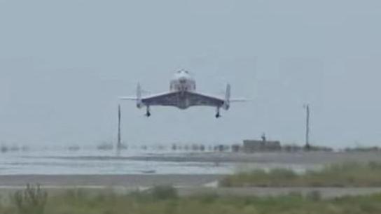 VSS Unity landing at Spaceport America in New Mexico on Thursday. Picture: AFP