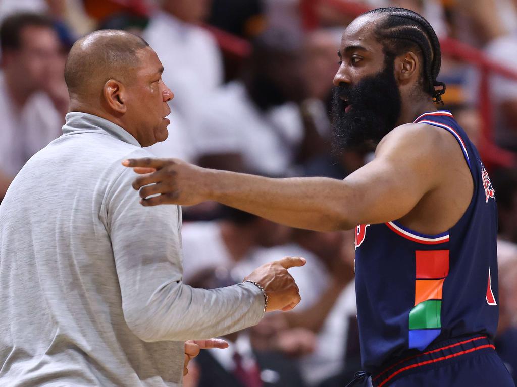 James Harden was unable to help the 76ers past the Heat in the playoffs. Picture: Michael Reaves/Getty Images/AFP