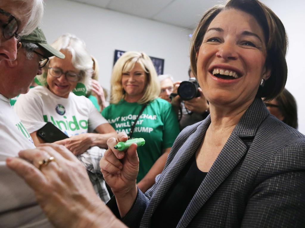 Democratic presidential candidate Senator Amy Klobuchar greets supporters at a Nevada caucus event in February. Picture: Mario Tama/Getty Images/AFP