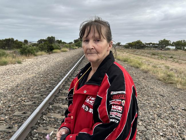 Sherry Pfeiler said the entire back half of the Holden ute had been destroyed by the freight train. Picture: Riley Walter