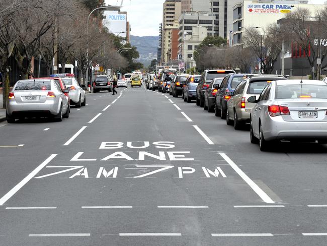 Cars stay out of the bus lane just after it was brought into operation.