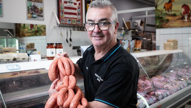 Craig Horner sells up to 150kg of sausages on a Saturday morning. Picture: Julian Andrews