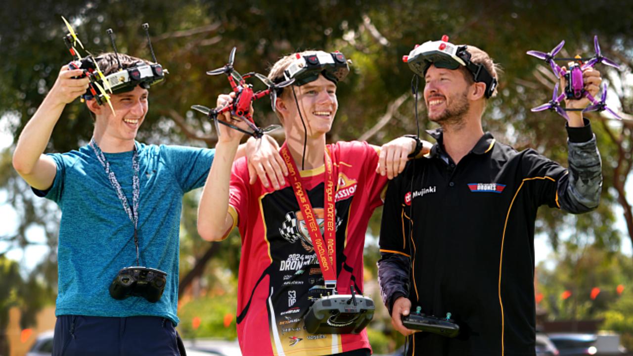 Left to right: Darcy Rose Meyer, 15, Angus Porter, 15, and Kris Mallise, 31. Picture: Dean Martin