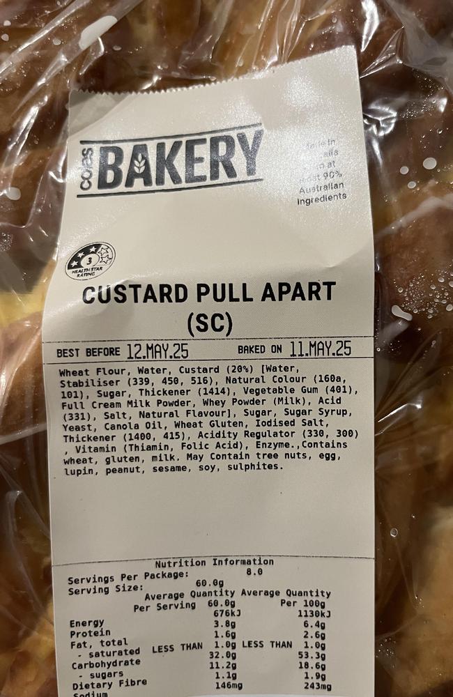 A Reddit user took to the forum platform to share a snap of a Custard Pull Apart from Coles’ bakery section. Picture: Reddit