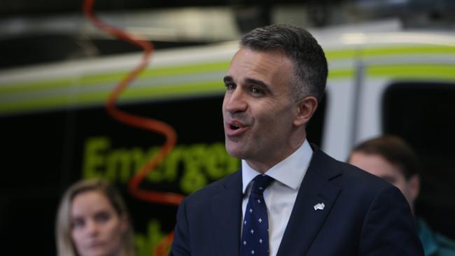 ADELAIDE, AUSTRALIA - NewsWire Photos JUNE 29, 2022: Press Conference with Premier Peter Malinauskas to announce the biggest Ambulance fleet order to mark 100th day in office with Ambulance Officers at Parkside Ambulance Station, SA. Picture NCA NewsWire / Emma Brasier