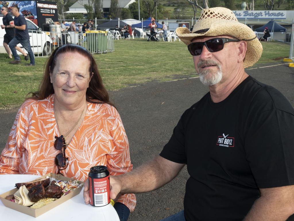 Raelene and Ian Cook at Meatstock, Toowoomba Showgrounds. Friday, April 8, 2022. Picture: Nev Madsen.