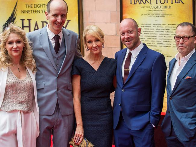 Sonia Friedman, Jack Thorne, J.K. Rowling, John Tiffany and Colin Callender attend the press preview of "Harry Potter &amp; The Cursed Child" at the Palace Theatre in London. Picture: Getty.