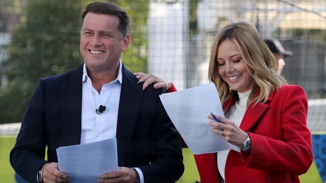 Karl Stefanovic and Allison Langdon hosting the Today show on location at the Australian Open. David Geraghty / The Australian.