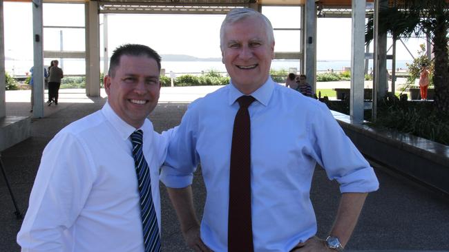 Gladstone Mayor Matt Burnett with Deputy Prime Minister Michael McCormack at Gladstone. The Deputy PM says the nation "owes a debt of gratitude" to Gladstone for helping keep the economic wheels of Australia turning during COVID. Picture: Rodney Stevens