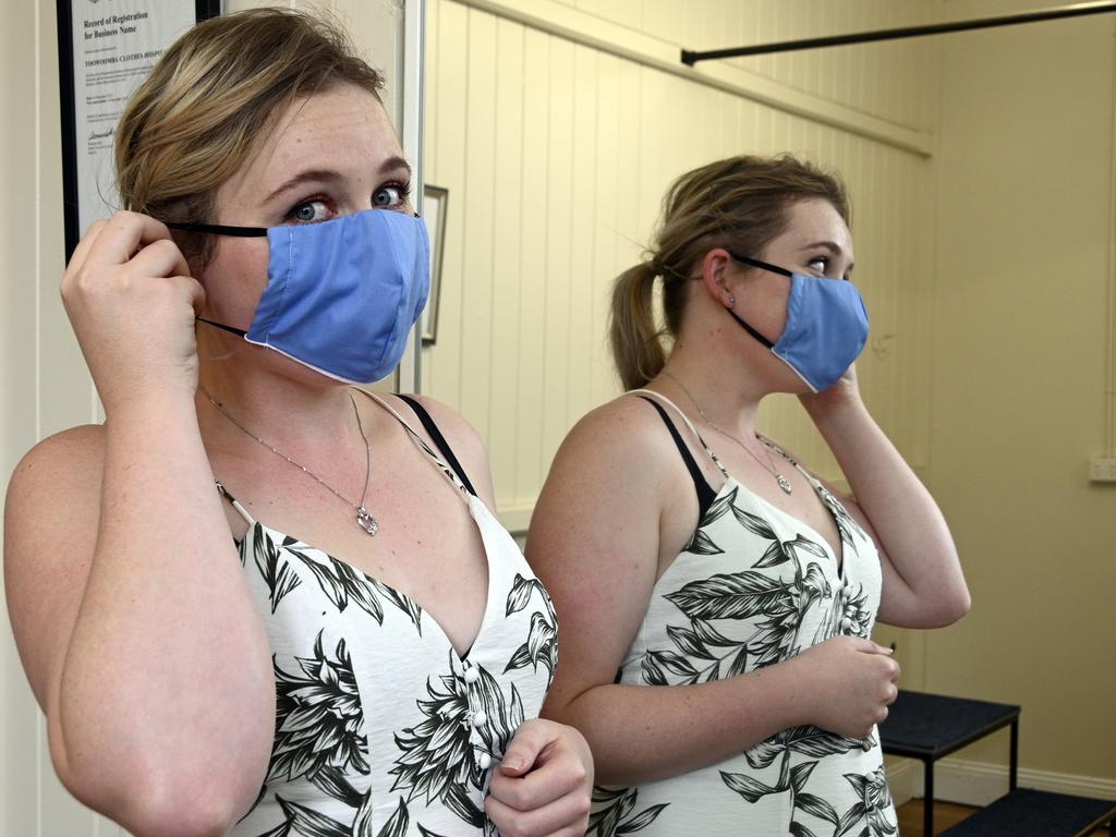 Seamstress Lucy Andrews. Toowoomba Clothes Hospital making masks. Covid-19, Coronavirus. Picture: Bev Lacey