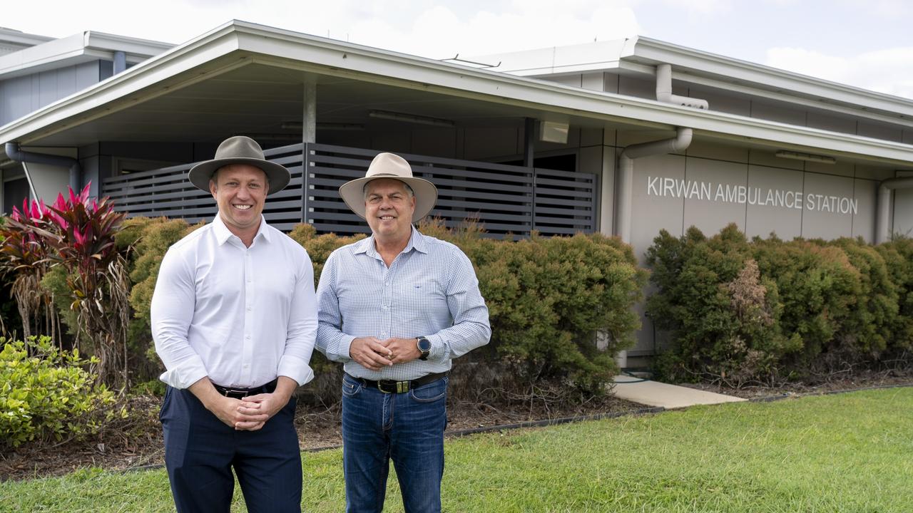 Steven Miles and Aaron Harper on the Queensland State Election campaign trail at the Kirwan Ambulance Station.