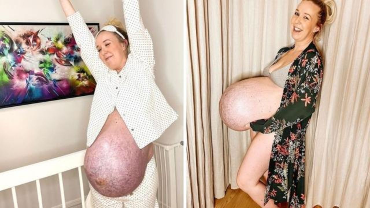 Largest Pregnant Belly Sex Porn - TikTok mum goes viral for massive belly at 37 weeks pregnant | Kidspot