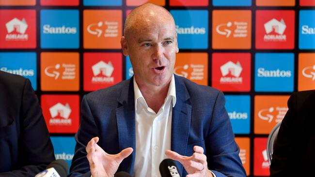 Stuart O'Grady fronts the media at today’s announcement. Picture: AAP Image/Sam Wundke