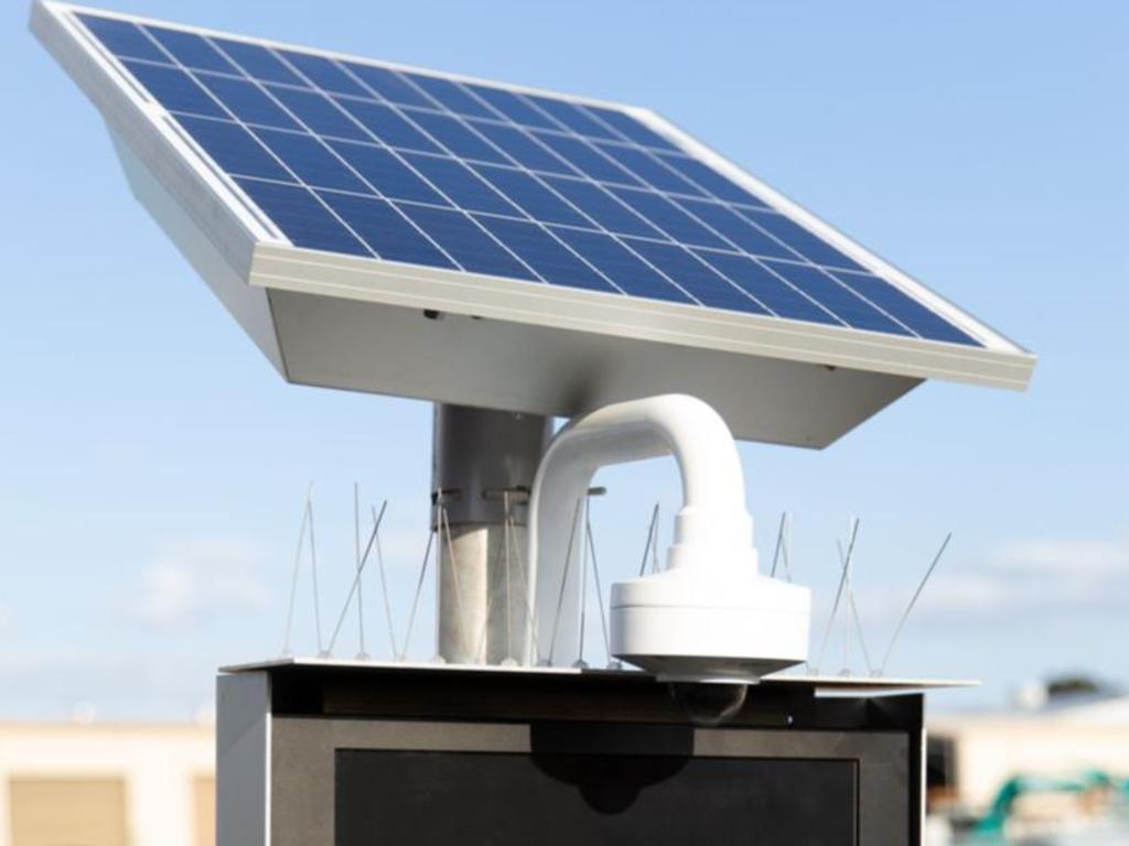 The signs are solar powered and have a back up battery and security camera. Picture: Supplied