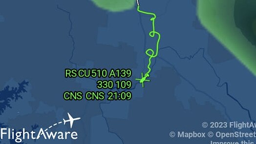 A track map of the Rescue 510 helicopter over Cairns southern suburbs on Sunday night. Picture: Flightaware