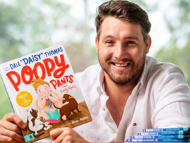 Former Collingwood and Carlton player Dale Thomas has written a book to help children learn potty training in a fun way. The book is called Poopy Pants and the Potty Rants. Picture: Mark Stewart