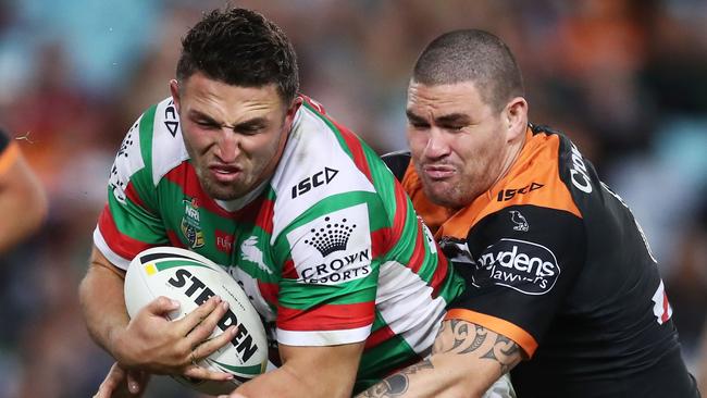 Sam Burgess in action for the Rabbitohs against Wests Tigers: Picture: Getty Images