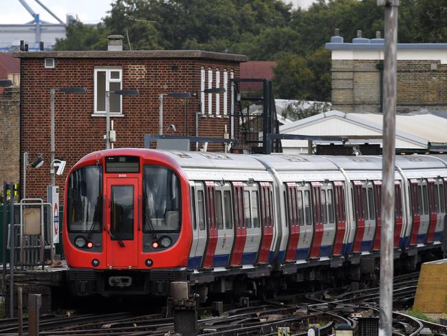 A tube train is seen stopped at Parsons Green after an explosion police are treating as terrorism. Picture: Getty Images