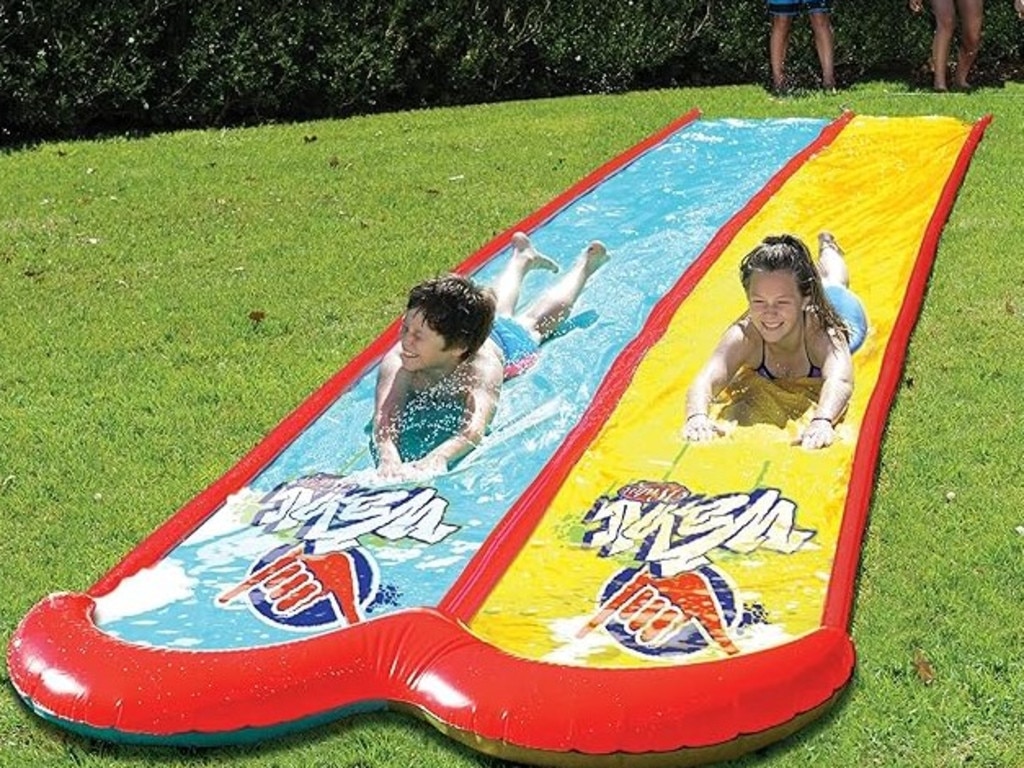 Wahu Mega 7.5m Double Slide is double the fun – yet easy to store. Picture: Amazon Australia