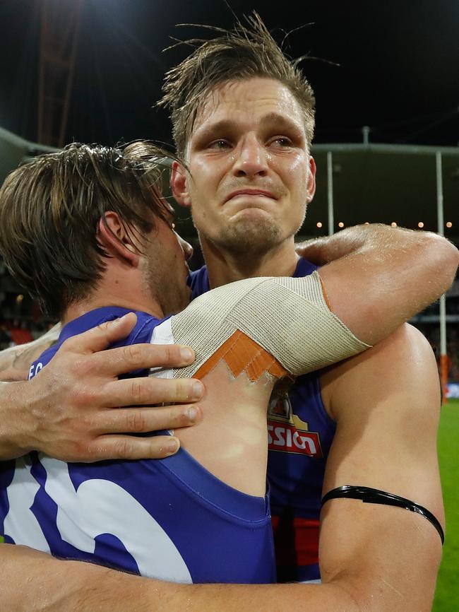 Caleb Daniel (left) and Clay Smith after the emotional win. Picture: Getty