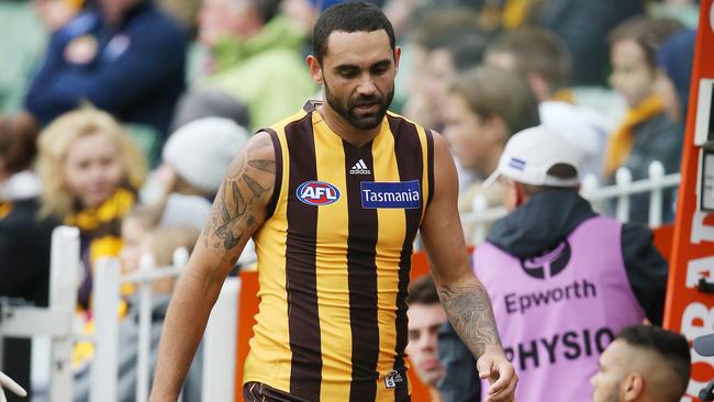 Shaun Burgoyne injured his hamstring against the Western Bulldogs. Picture: Michael Klein