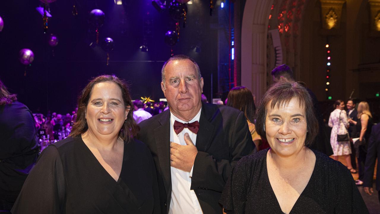 At St Andrew's Toowoomba Hospital Ball are (from left) Jenny Riethmuller, Iain MacGillivray and Wendy MacGilivray at The Empire on Friday, November 1, 2024. Picture: Kevin Farmer