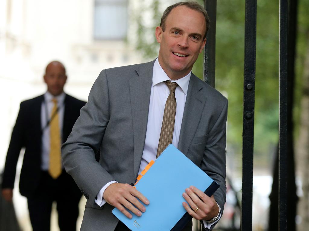 Britain's Foreign Secretary Dominic Raab walks through Downing Street in central London on September 10, 2019. Picture: AFP