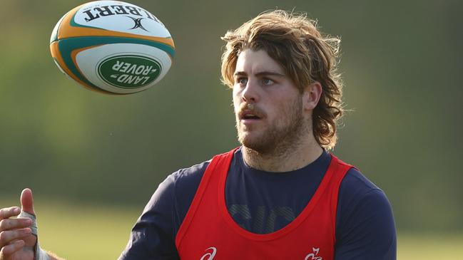 GOLD COAST, AUSTRALIA - APRIL 17: Fraser McReight during an Australia Wallabies training camp at Sanctuary Cove on April 17, 2023 in Gold Coast, Australia. (Photo by Chris Hyde/Getty Images)