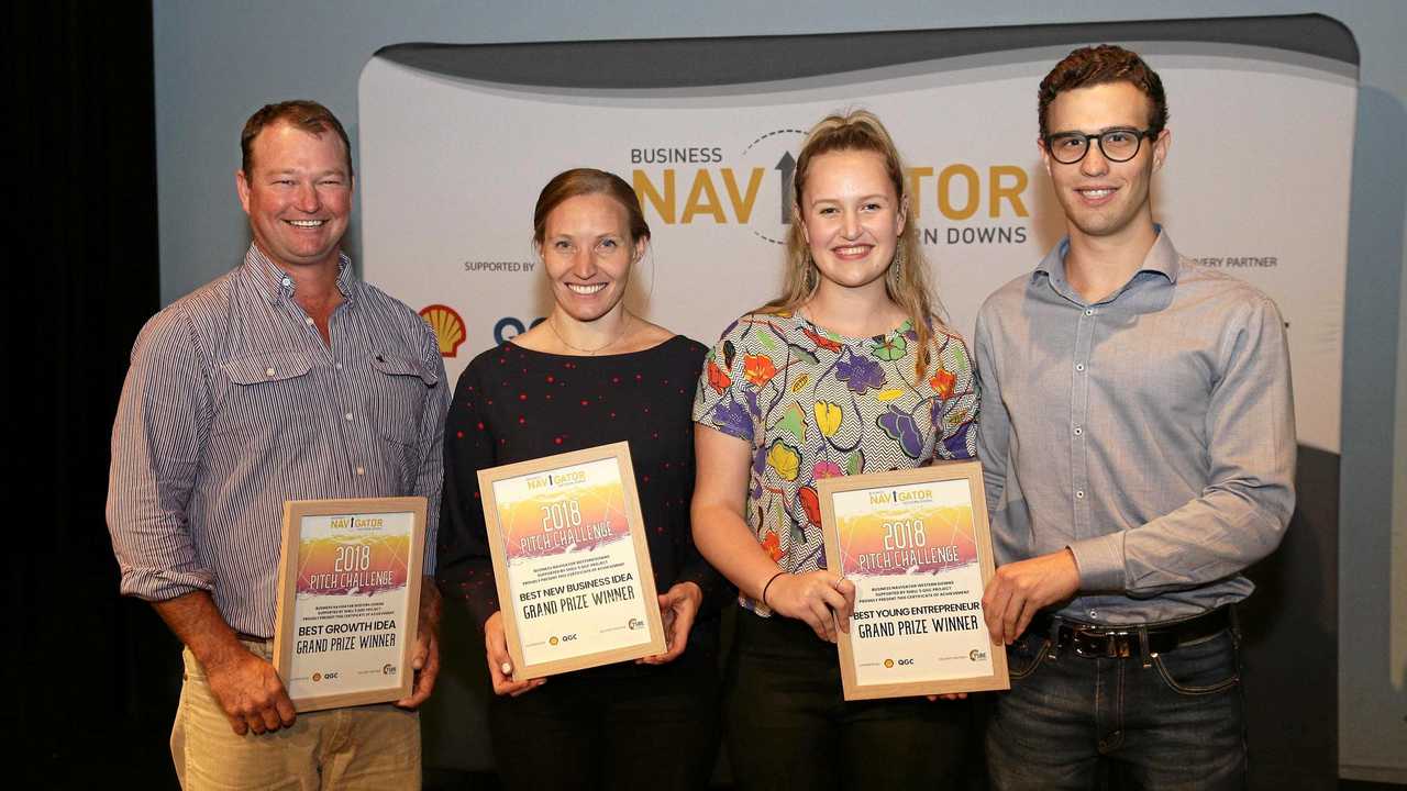 WINNERS ARE GRINNERS: David Abbott, Naomi Gearon, Bridget Ward and George Harris were crowned the lucky winners of the Business Navigator's Pitch Challenge on Thursday night. Picture: Contributed