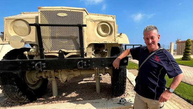 Birtles and Bean Warren Brown and Matthew Benns round the world feature.Warren Brown with an ww2 allied truck retrieved from the Wattana Depression from the 1942 Battle of El Alamein